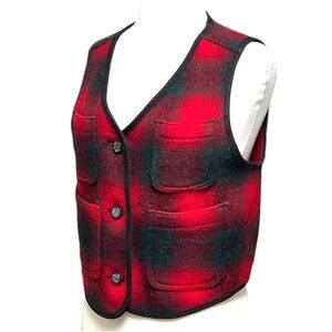 Woolrich Red and Black Vintage Wool Blend Buffalo Checkered Vest